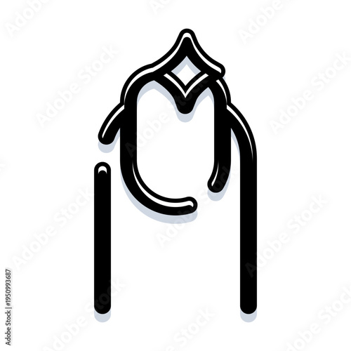 Stylized illustration depicting a human finger with a beautifully decorated nail, having fresh polish applied, representing beauty, manicure services, and personal grooming