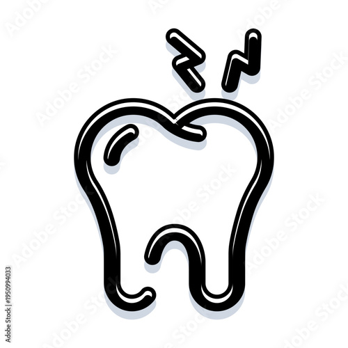 Tooth outline icon experiencing discomfort and showing dental problems, representing concepts of toothache, oral health, and the need for dental care and treatment