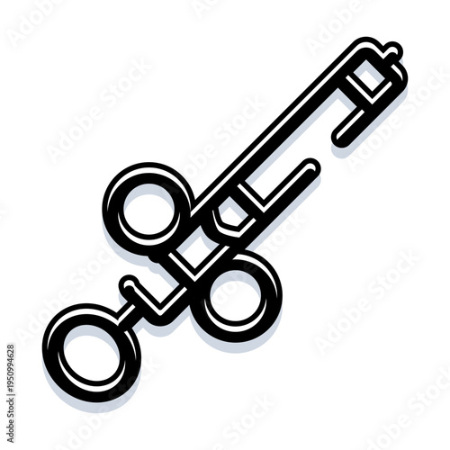 Medical hemostat clamp instrument used during surgery or dental procedures, crucial equipment for healthcare professionals and general medicine applications