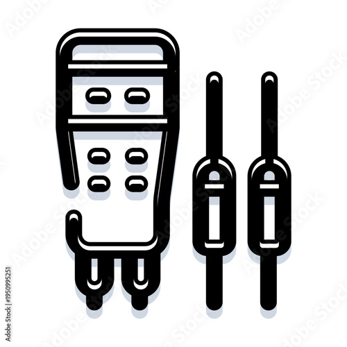 Digital multimeter with two probes measuring electrical current and voltage, providing an essential tool for electronic analysis, circuit diagnosis, and general electricity checking