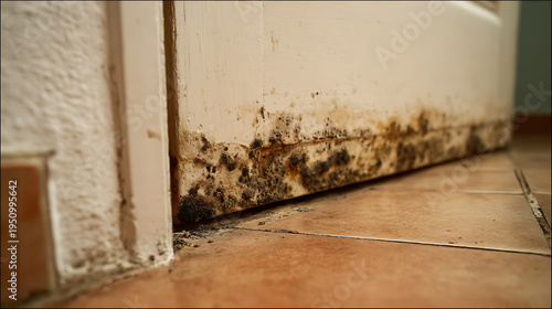 Wallpaper Mural Severe Black Mold Growth and Damage on Base of Interior Door Frame and Wall in Residential Home, a Health Hazard Torontodigital.ca