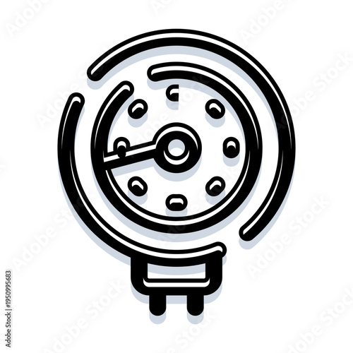 Pressure gauge meter displaying measurement for industrial engineering, showing a dial indicator tool for control and monitoring technical parameters with precision