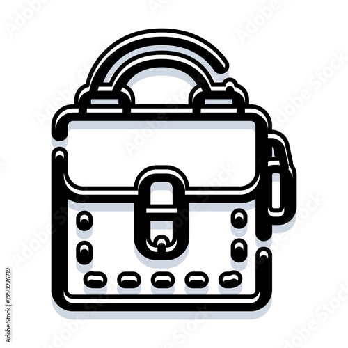 Handbag icon featuring bold black outlines and a simple 2d style, perfect for illustrating concepts of fashion, shopping, travel, business, and personal belongings