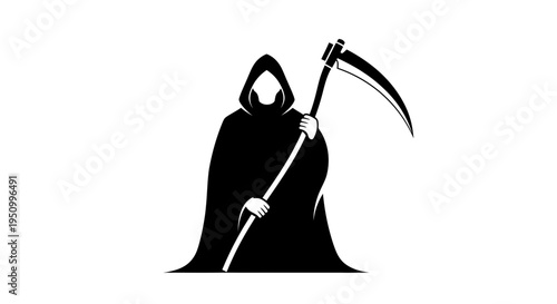 Grim Reaper with Scythe, Silhouette of Death, Icon of Mortality