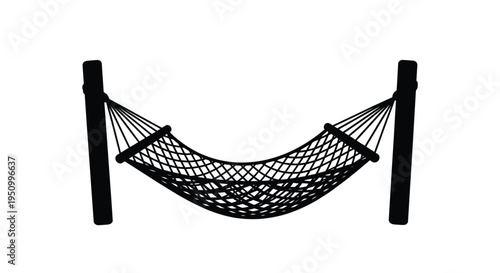 Black hammock suspended between two posts a striking graphic silhouette