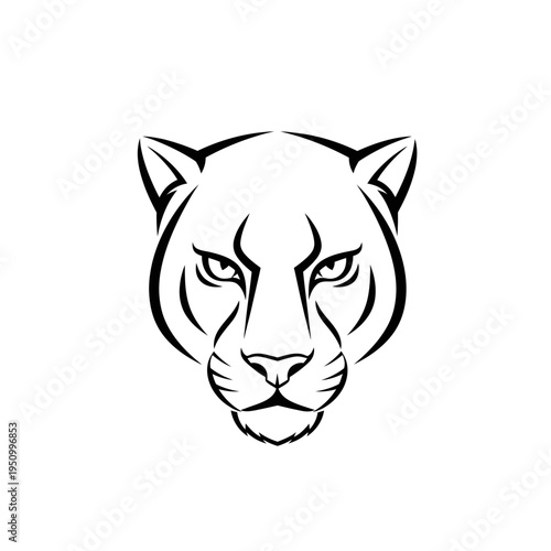 Black and white mountain lion head.