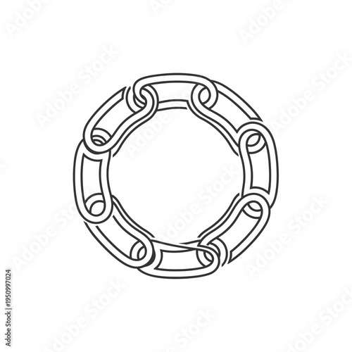 Chain link circle metal object.