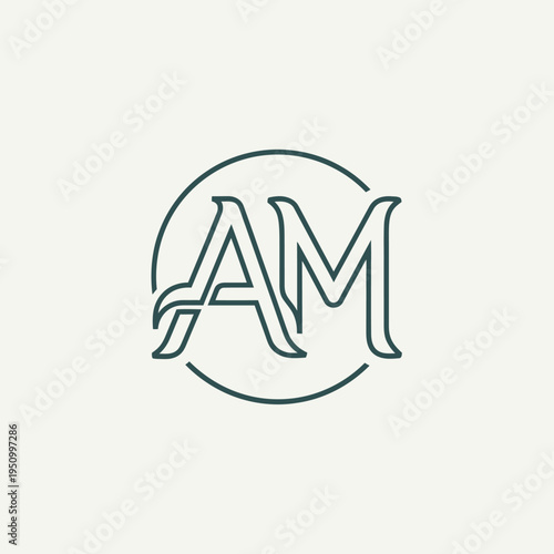 Monogram Letter AM Logo Design.