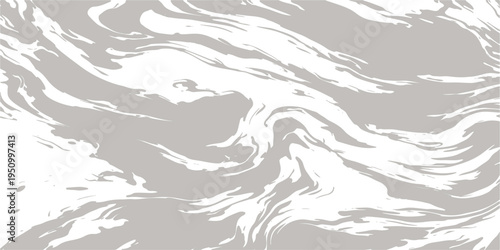 Abstract fluid and organic, a mesmerizing dance of swirling patterns in a minimalist palette of grey and white, evokes a sense of ethereal movement and timeless elegance.