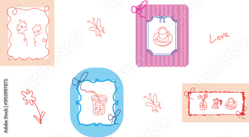 decorative element features a classic pink and white vertical striped background, giving it a sweet, scrapbook-style aesthetic. It acts as a frame or a card-like component within the collection.