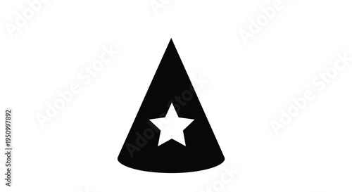 Minimalist design featuring a conical shape with a star silhouette