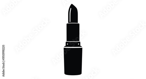 A sleek black lipstick tube is prominently displayed as a silhouette