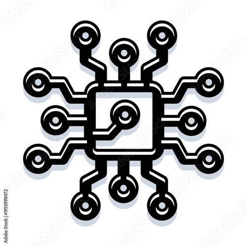 Microchip processor icon illustrating advanced computing power, artificial intelligence, and electronic data processing for modern digital systems and innovation