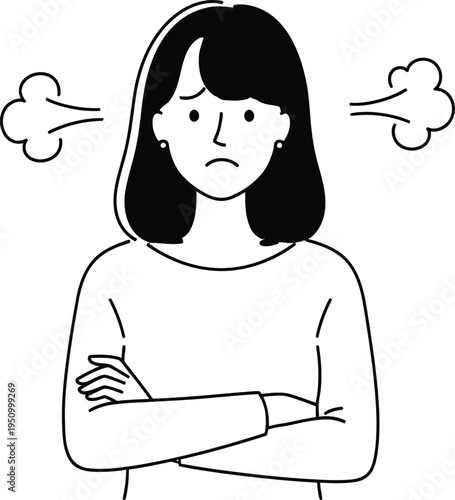 A woman with a displeased expression and crossed arms