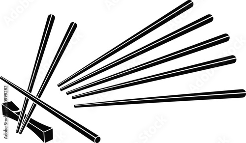 Chopsticks Silhouette Set Vector Illustration Traditional Asian Eating Utensils Collection for Sushi Noodles and Japanese Cuisine Design