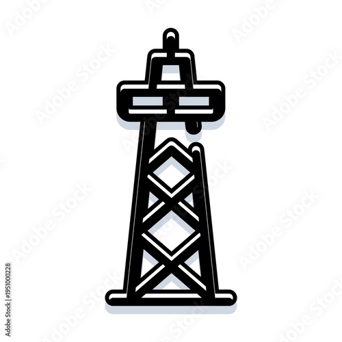 Oil derrick icon representing petroleum extraction and the energy industry, illustrating fossil fuel production, infrastructure, and global reliance on oil and gas resources