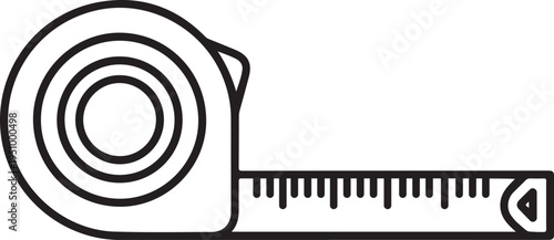 Line Art Illustration of a Tape Measure