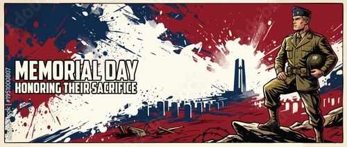 Memorial Day Honoring Sacrifice Military Man Patriotic Backdrop