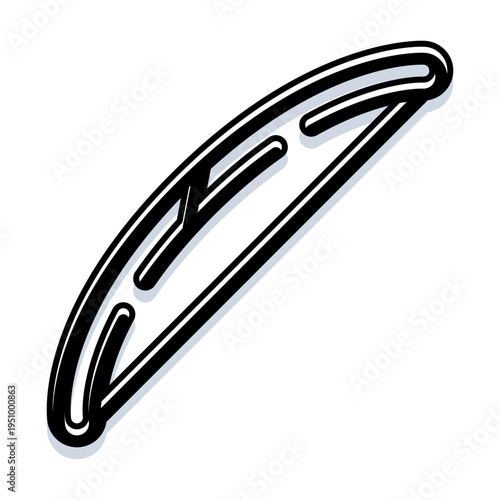 Car windshield wiper on white background wiping rain from glass, ensuring clear front visibility for safe driving, maintenance and replacement contexts, isolated vector style image