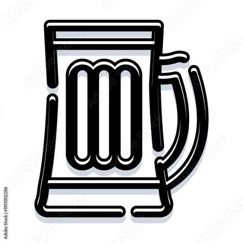 Beer mug line art icon outlining a glass of pint, symbolizing a bar, pub, or brewery and representing alcoholic beverages and drinks for parties and social gatherings