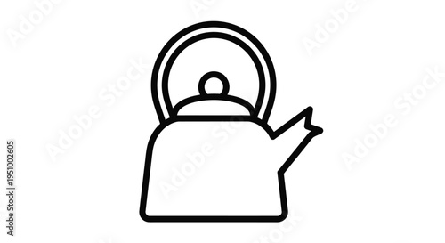 Simple line drawing of a classic stovetop tea kettle with a handle
