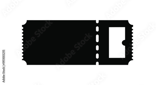 Simple black silhouette of a rectangular ticket with a perforated edge