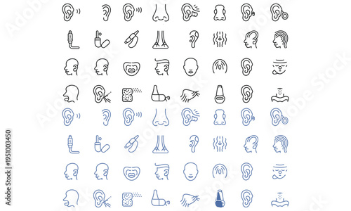 Human body organs and anatomy icons set with medical symbols in line and outline style