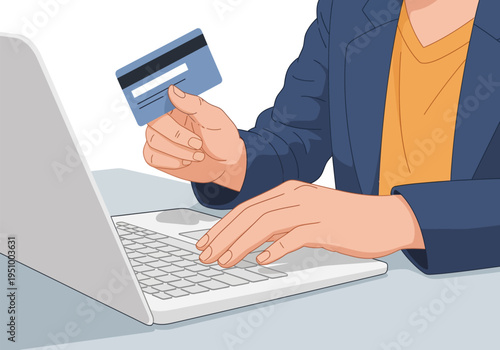 Man making online purchase with credit card