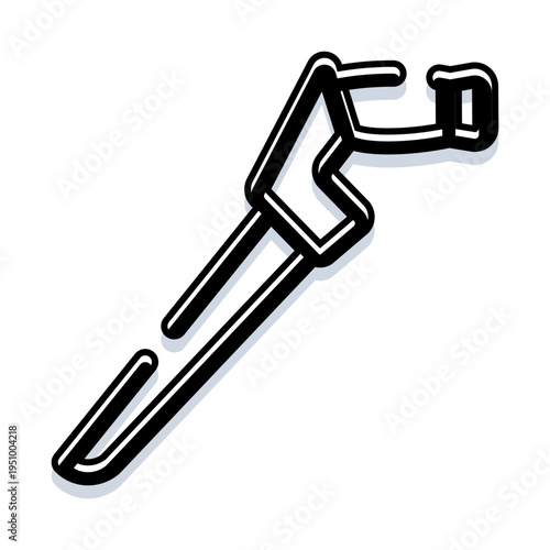 Chainsaw illustration in a modern linear style with a subtle shadow suggesting power, construction, and logging activities, ideal for conveying industrial or gardening themes