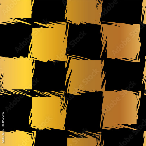 Boho Gold Black Grunge Seamless Pattern. Hand Drawn Luxury Ornament