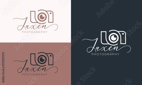 Camera logo. Modern photography signature icon vector template.