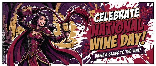 Wine Bottle Pouring into Chalice for National Wine Day Celebration