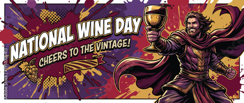 Wine Day Hero Celebrating with a Dynamic Goblet Toast and Bold Background