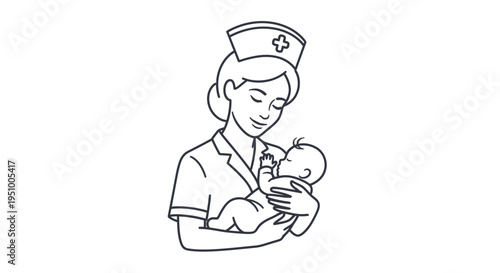 Nurse holding a newborn baby with care and love, medical professional caring for infant