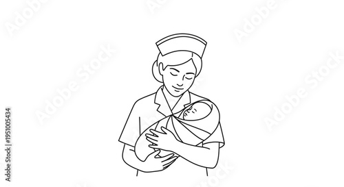 Nurse holding a newborn baby with love and care in a gentle embrace