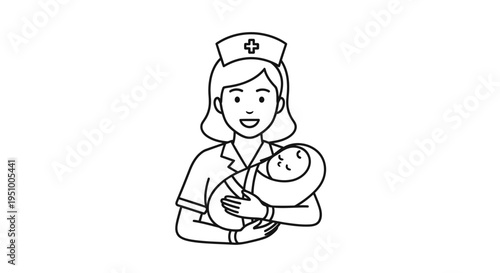 Nurse holding a newborn baby, healthcare, medical, maternity, caring, love, new life