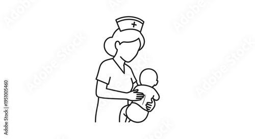 Nurse Holding Baby in Arms, Healthcare Professional Caring for Infant, Medical Assistance