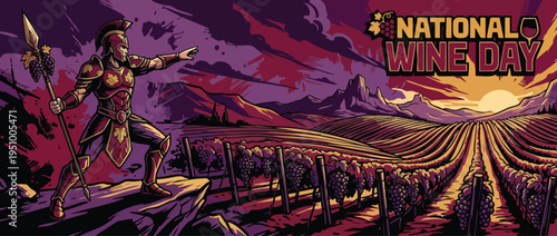 Wine Day Celebration in Vineyard with Spartan and Grapes