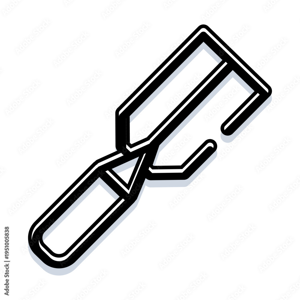 Fototapeta premium Chisel tool with a sharp edge capturing the essence of woodworking, craftsmanship, and hand tools, designed as a simple bold line icon on a white background