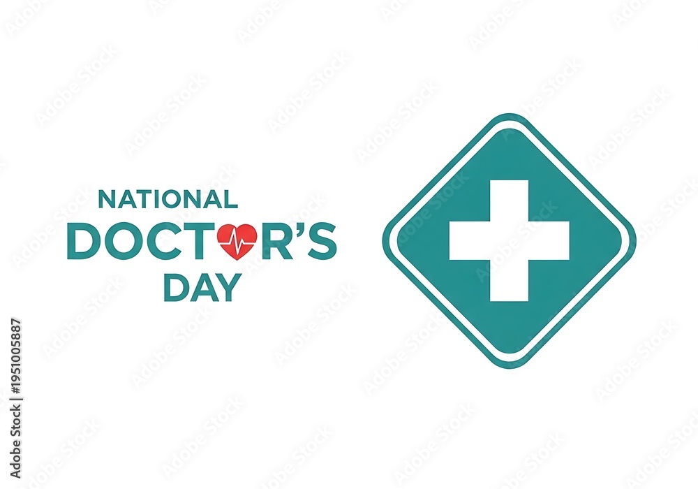 Fototapeta premium National doctor's day logo with medical cross symbol