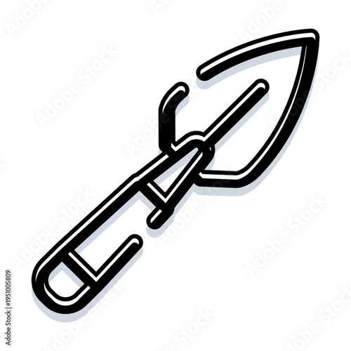 Trowel icon illustrating a common hand tool used for various gardening activities, including digging, planting, and cultivating soil in a garden or yard