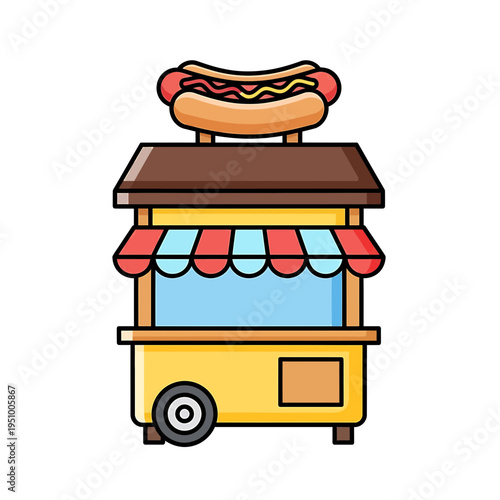 Street Food Hot Dog Stand Cart with Giant Hot Dog Decoration