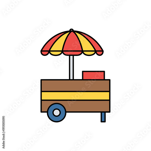 Colorful Hot Dog Cart with Umbrella