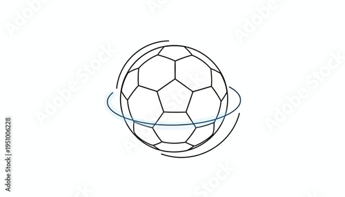 Abstract Soccer Ball with Orbiting Rings, Dynamic Motion and Sport Concept