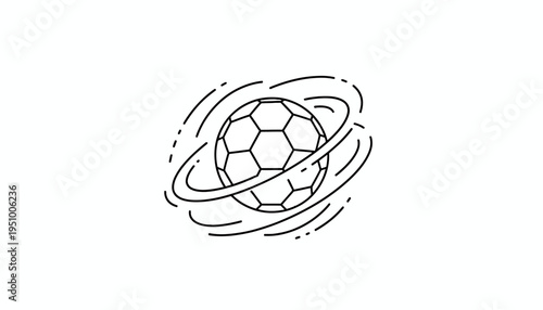 Abstract Soccer Ball Orbiting with Swirling Lines