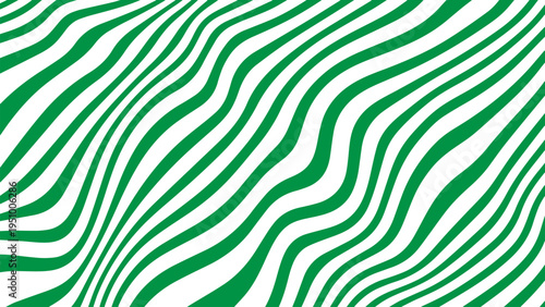 Green and white wavy striped pattern