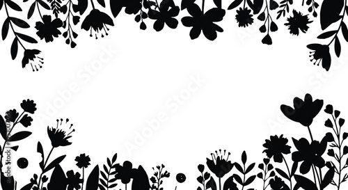 Black floral border design on white background