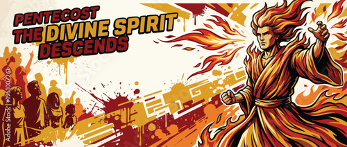 Pentecost Divine Spirit Descends Heavenly Power People Worship