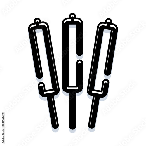 Cattail plant icons in sleek modern line art, minimalist black and white vector set ideal for wetland, marsh and botanical themes on a clean white background