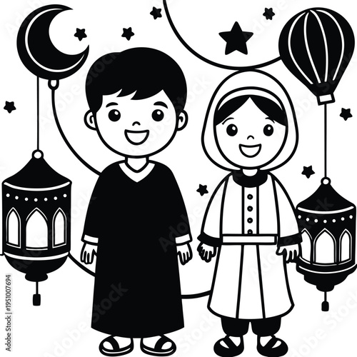 cute-eid-ul-fitr-cartoon-style-illustration